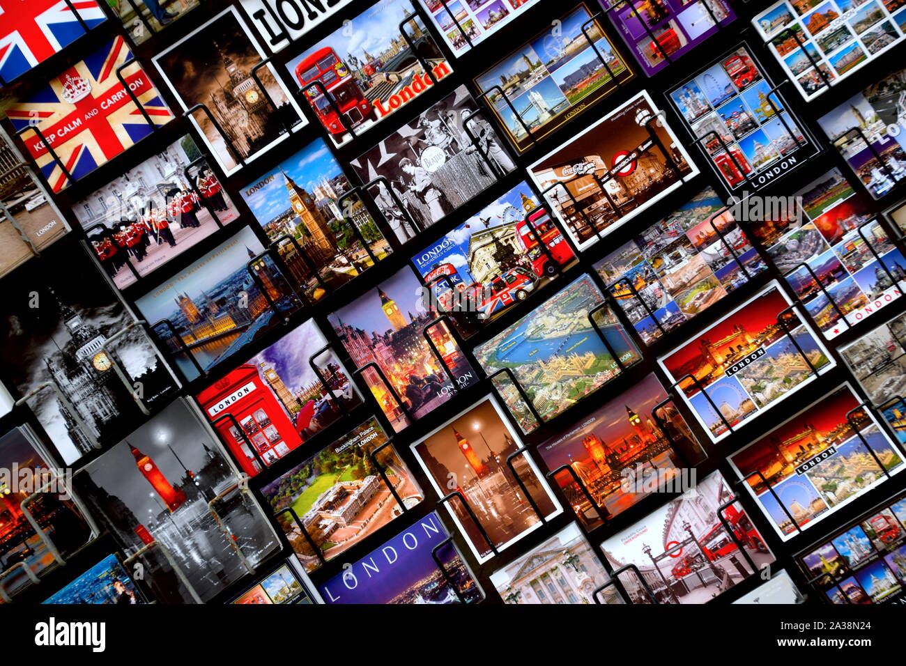 London tourist postcards on sale at London landmark Tower Bridge Stock