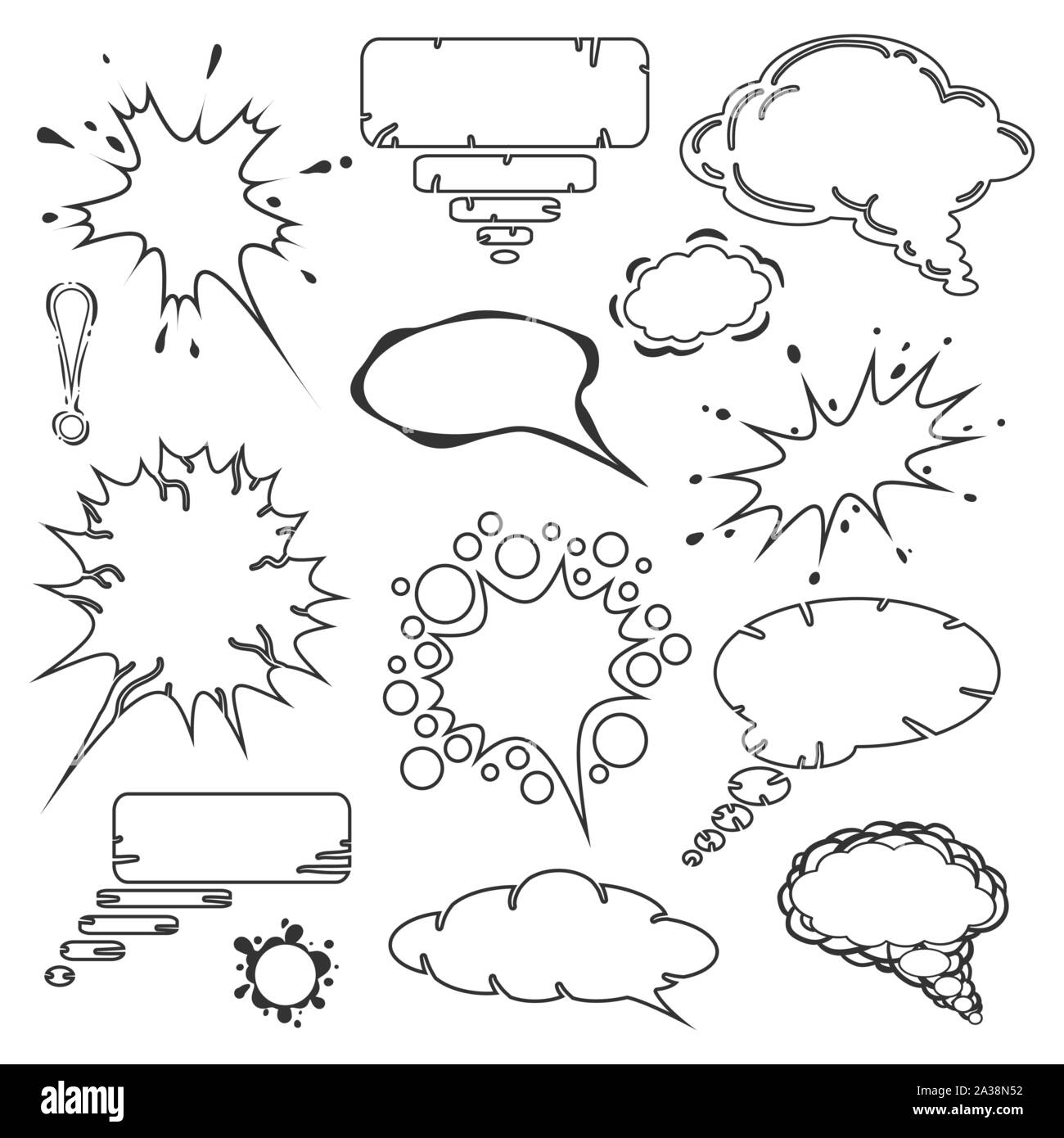 White hand drawn speech bubbles vector set Stock Vector Image & Art - Alamy