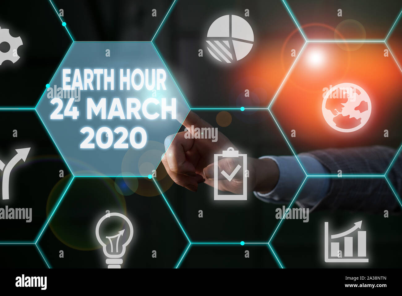 Writing Note Showing Earth Hour 24 March 2020 Business Concept