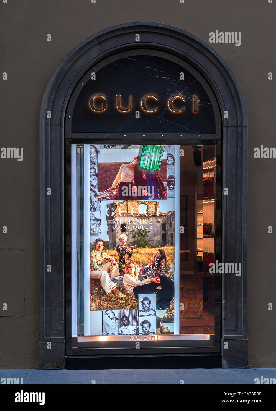 gucci, italian luxury fashion brand, company, business, store, shop, Stock Photo
