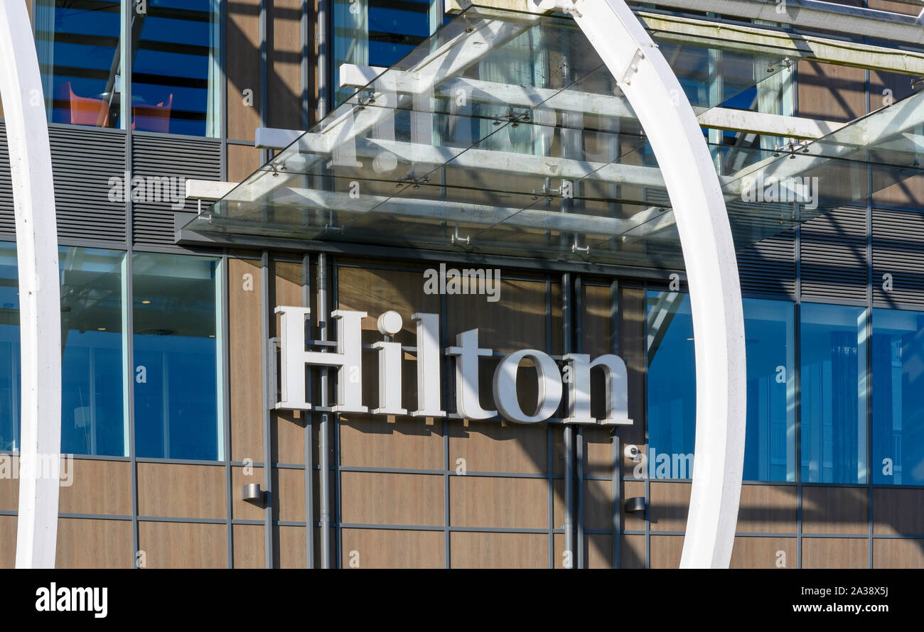 The Hilton Hotel at the Ageas Bowl Stadium ( formerly The Hampshire Rose Bowl ), Botley Road, West End, nr Southampton, Hampshire, England, UK Stock Photo