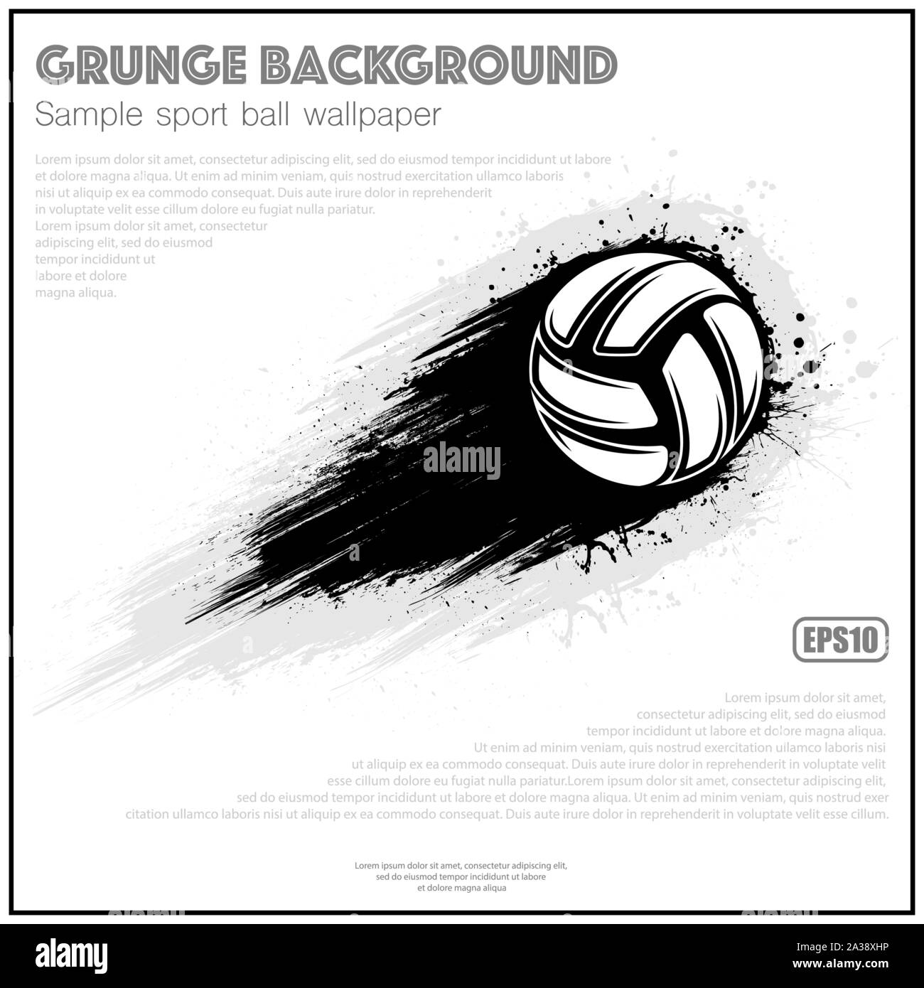 Black grunge volleyball comet movement isolated on white background