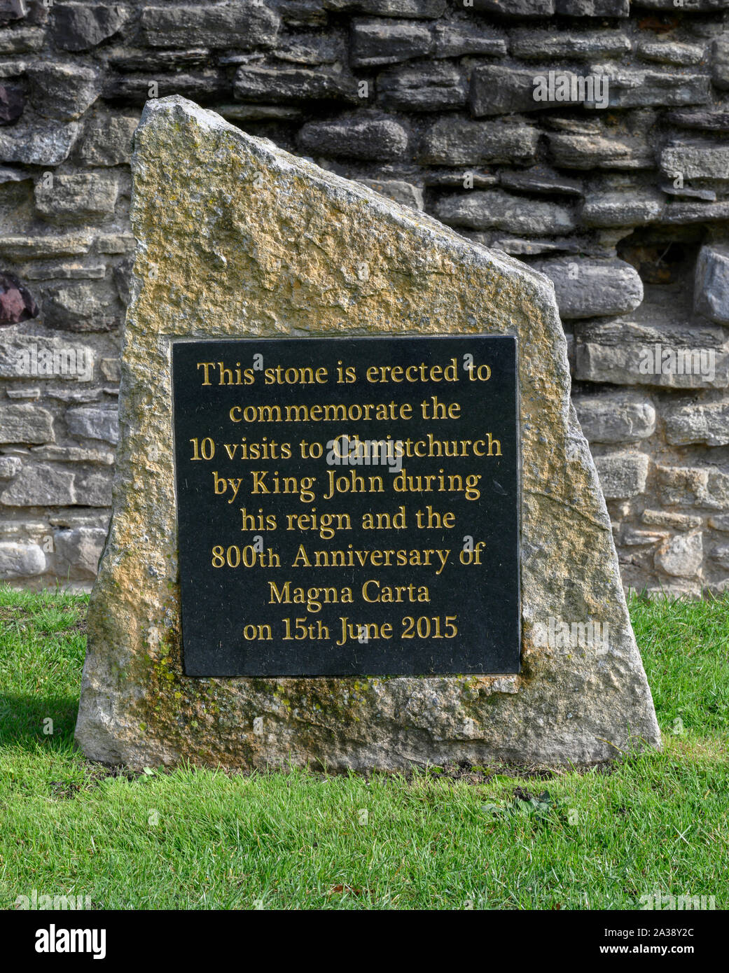 Heritage plaque at Christchurch Castle commemorating visits to