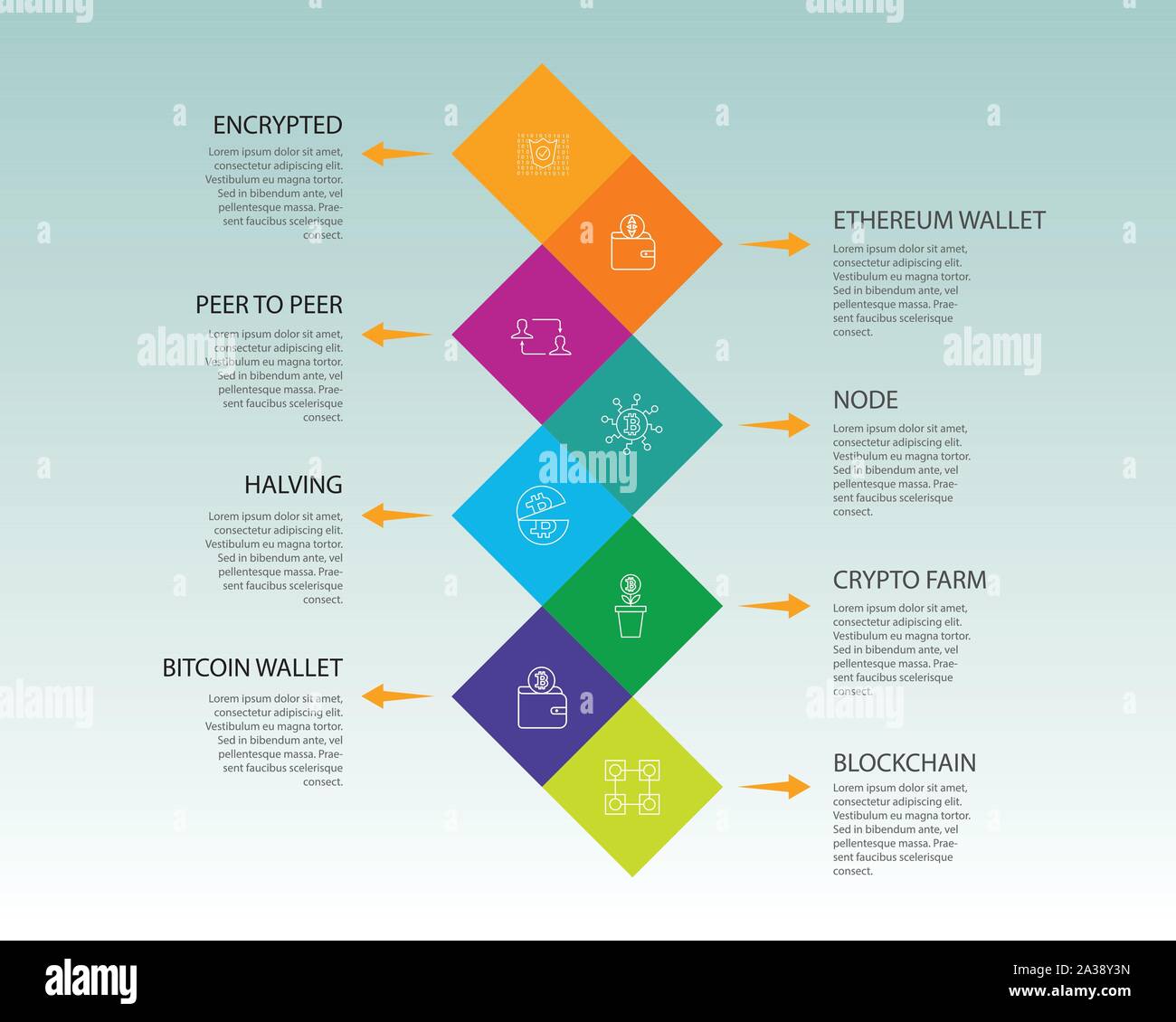 Crypto Currency Infographics vector design. Timeline concept include  decentralized, digital key, encrypted icons. Can be used for report,  presentation Stock Vector Image & Art - Alamy