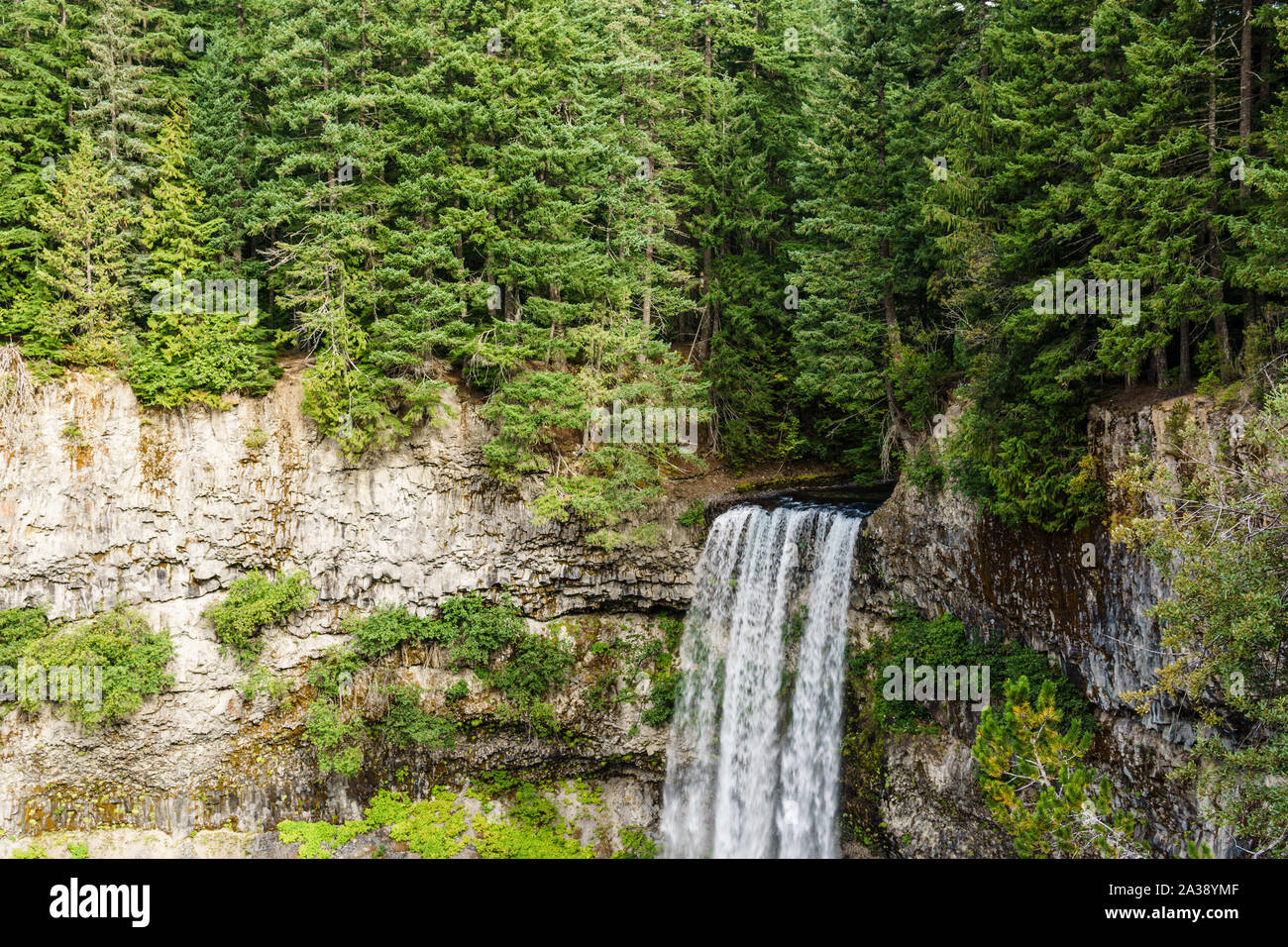 water falling down Brandywine Falls near Whistler British Columbia