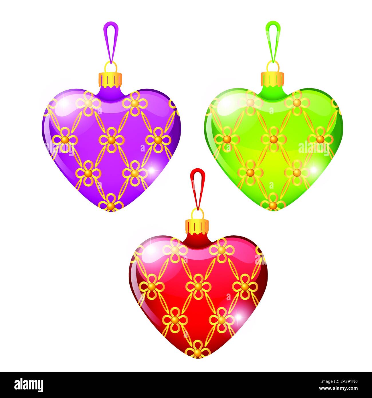 Sketch with Christmas tree decorations different forms isolated on white background. Colorful festive glass baubles. Template of poster, invitation Stock Vector