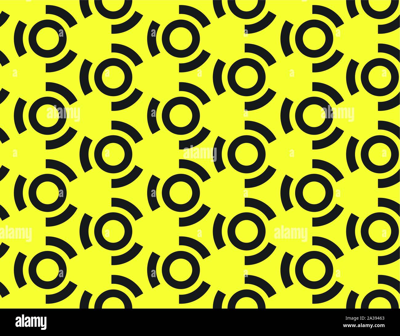 Vector seamless geometric pattern. Shaped black squares and lines on yellow background. Stock Vector