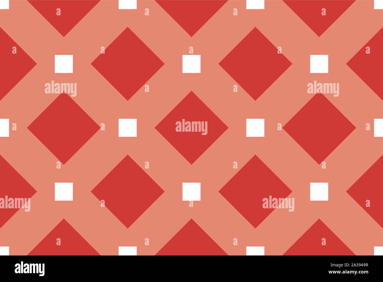 Vector seamless geometric pattern. Shaped white and red squares on brown background. Stock Vector