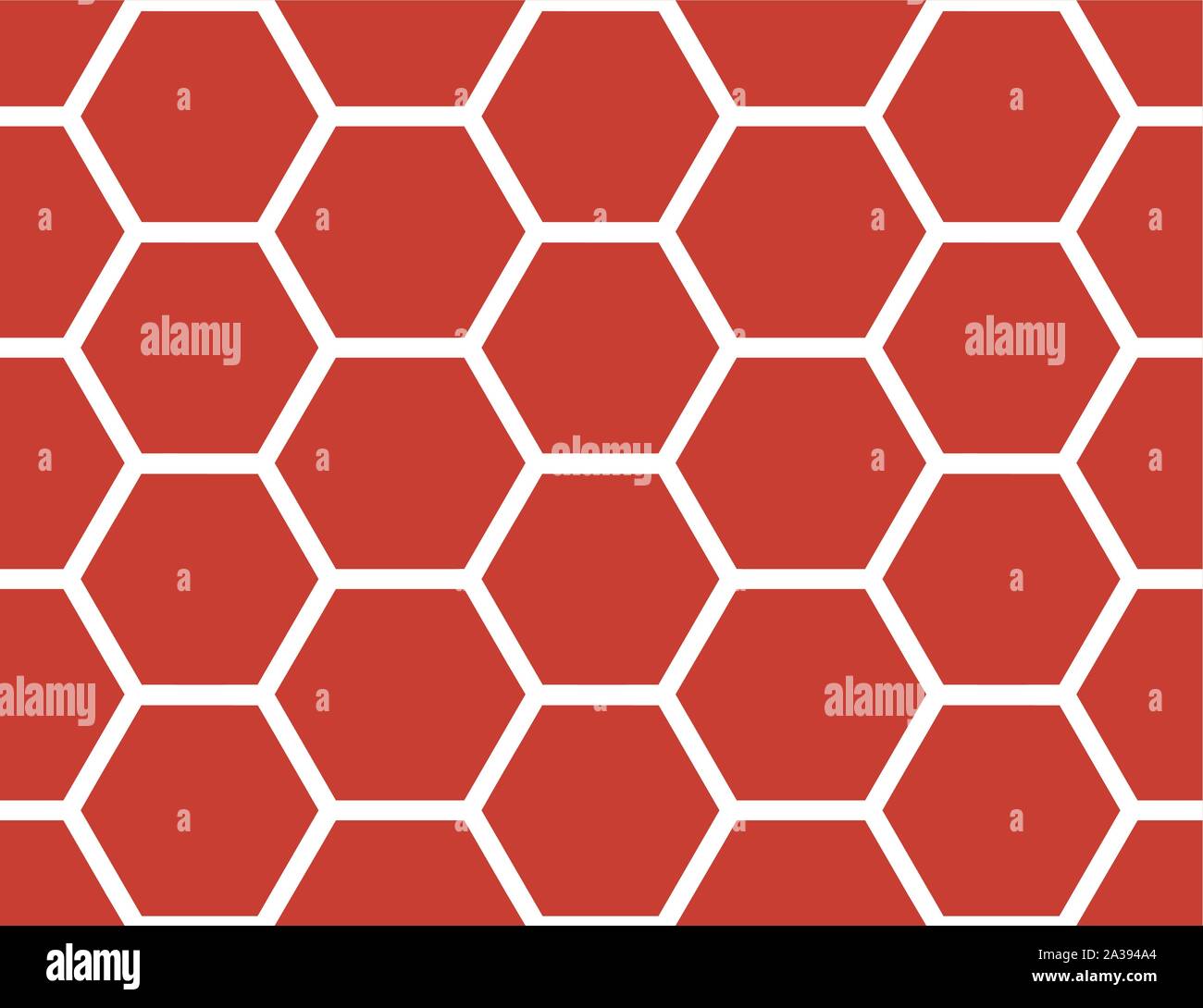 Vector seamless geometric pattern. Shaped white hexagons on red background. Stock Vector