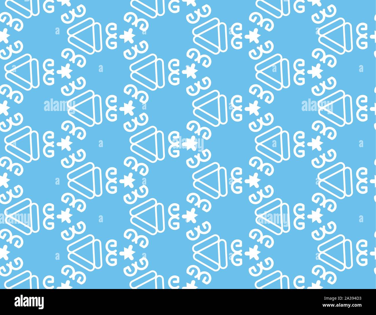 Vector seamless geometric pattern. Light blue background and white ...