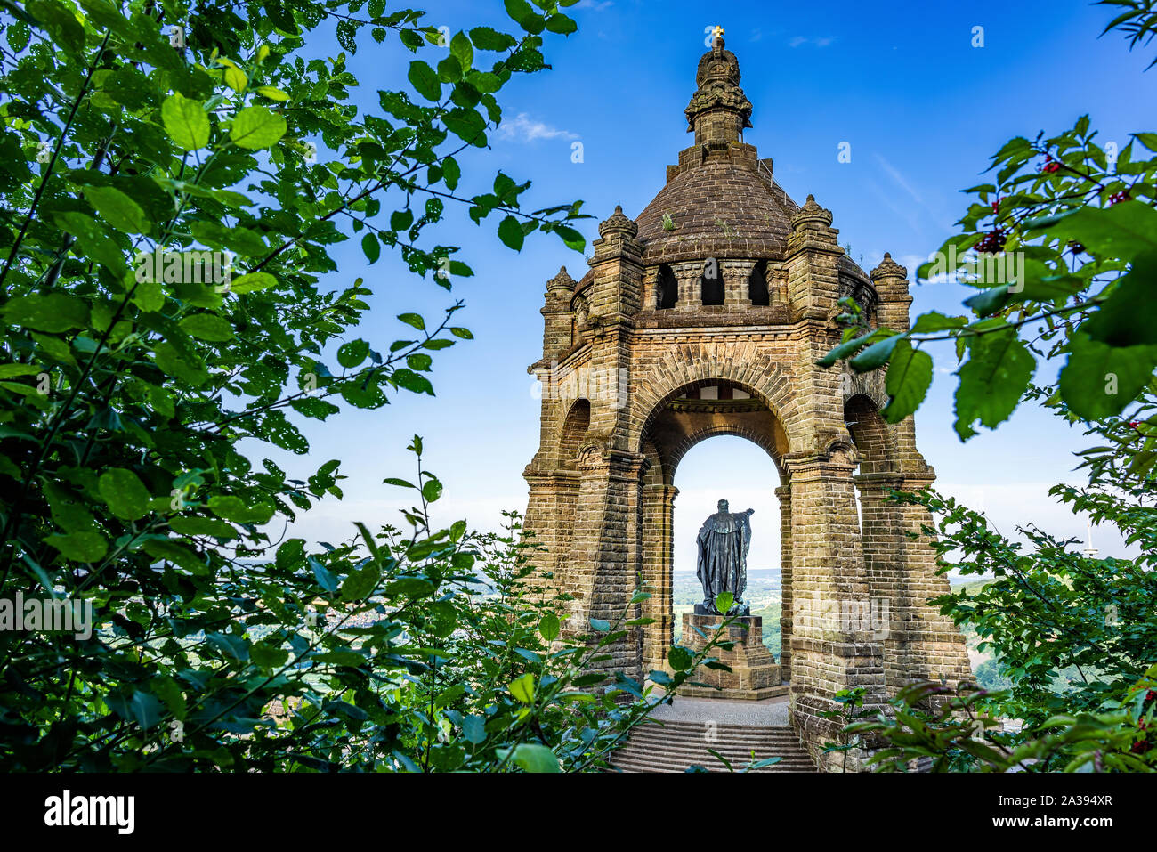 Kaiser Wilhelm Monument, Porta Westfalica, Germany Stock Photo