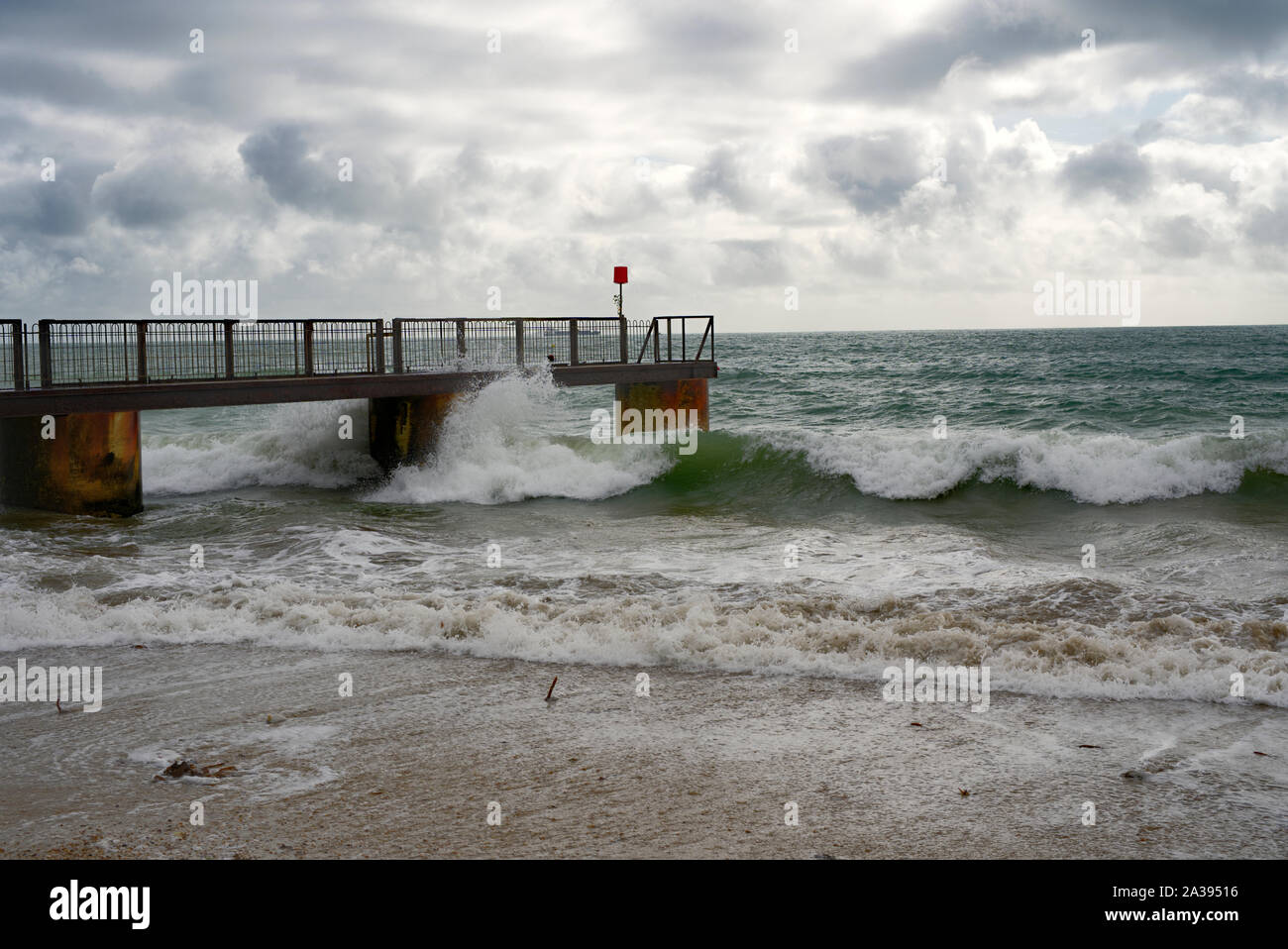 Stormy weather conditions at Bowleaze Cove, Weymouth, Dorset Stock Photo