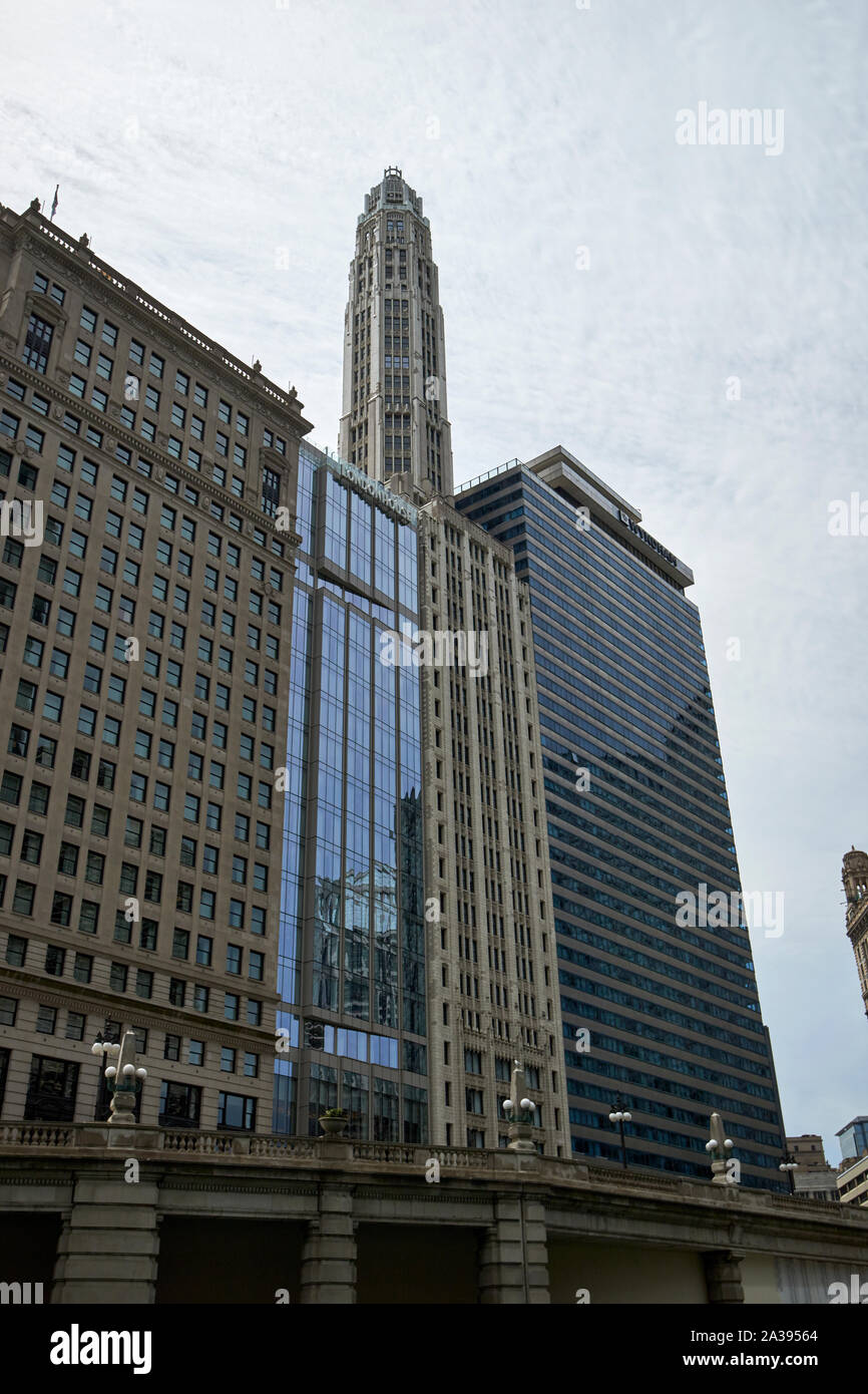 mather tower and wyndam grand chicago riverfront chicago illinois united states of america Stock Photo