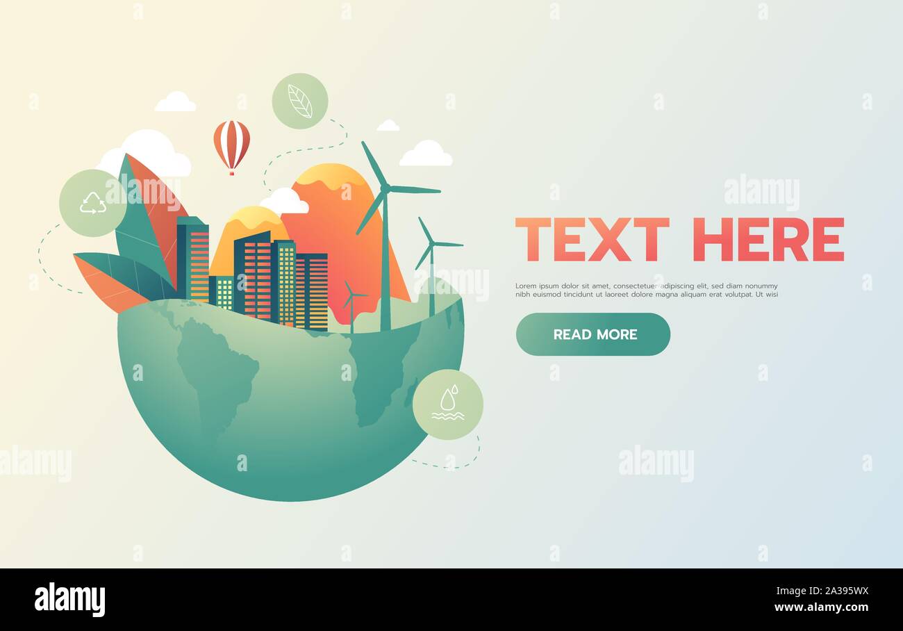green city with green Eco Earth concept ,vector illustration Stock ...