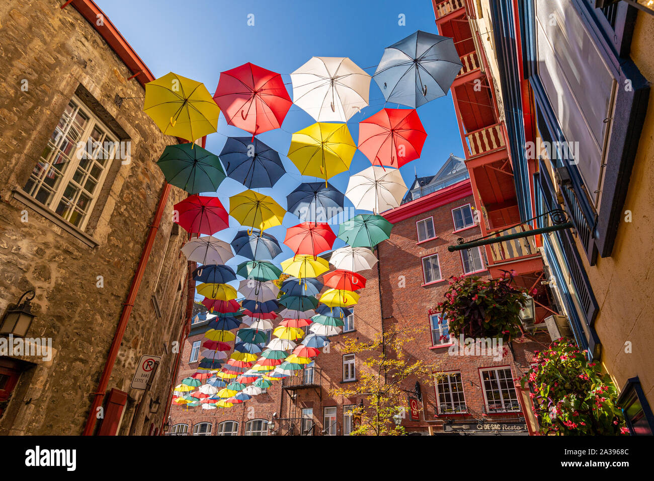 Quebec City, Canada - 5 October 2019: Umbrella Alley in Rue du Cul de Sac  Stock Photo - Alamy