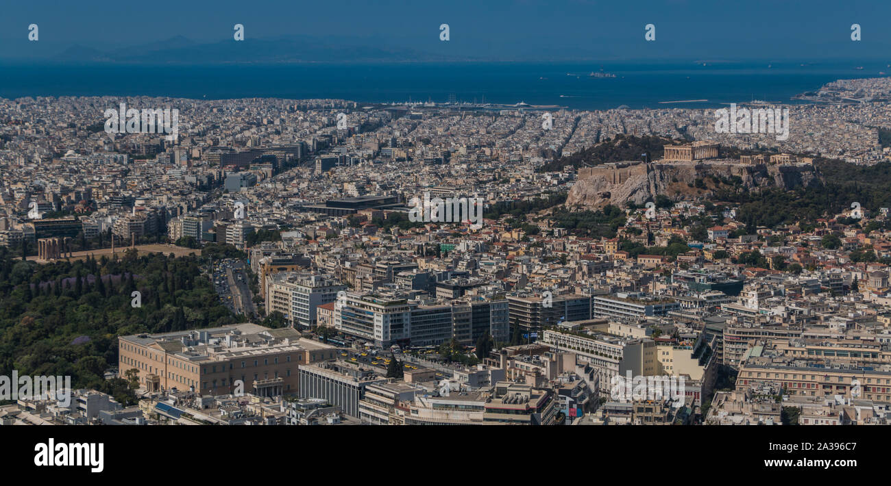 A picture of Athens as seen from Mount Lycabettus. Stock Photo