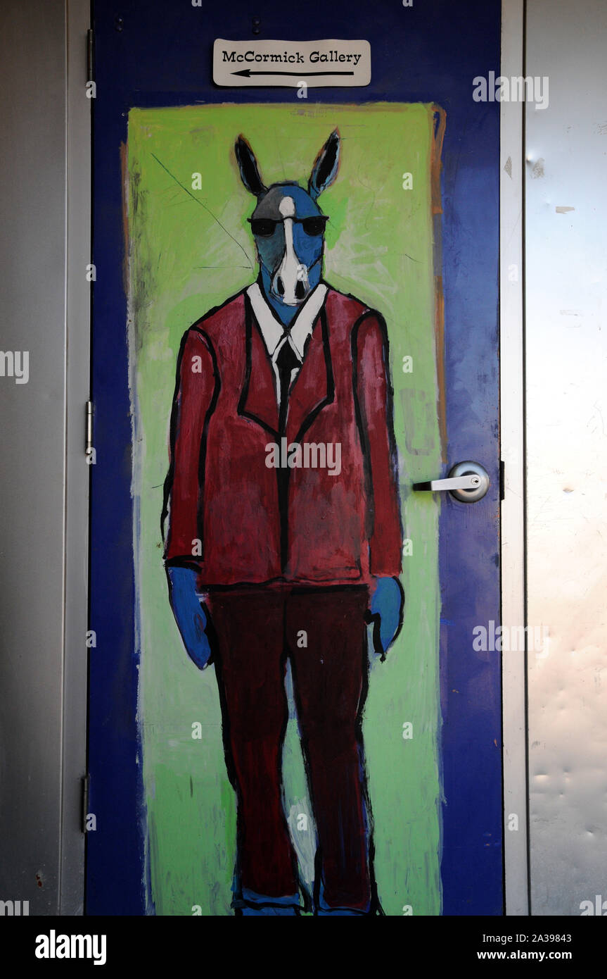 A Painting Of A Blue Donkey On A Door At The Mccormick Gallery In