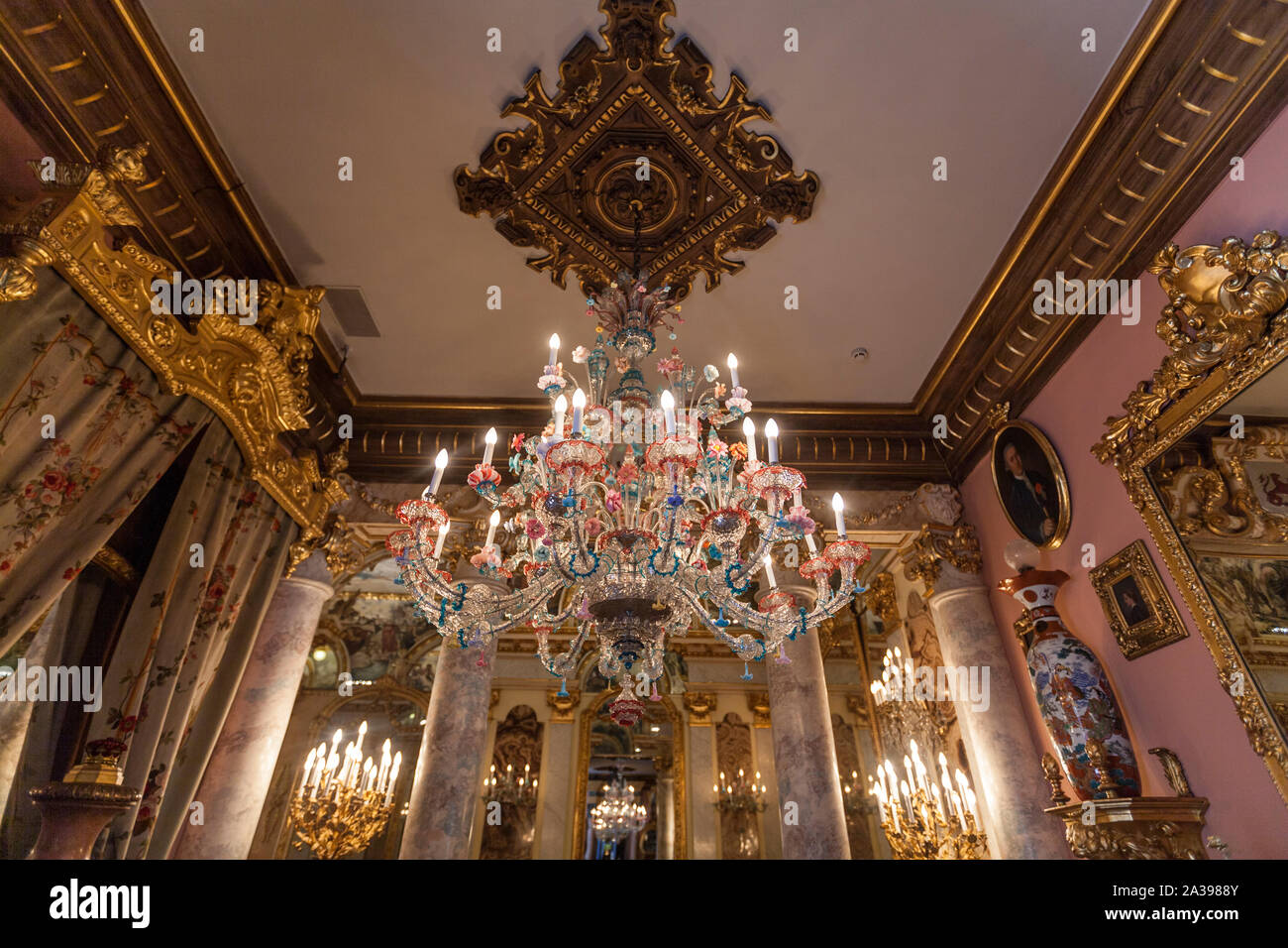 Venetian Murano chandelier in Museo Cerralbo, Madrid, Spain Stock Photo