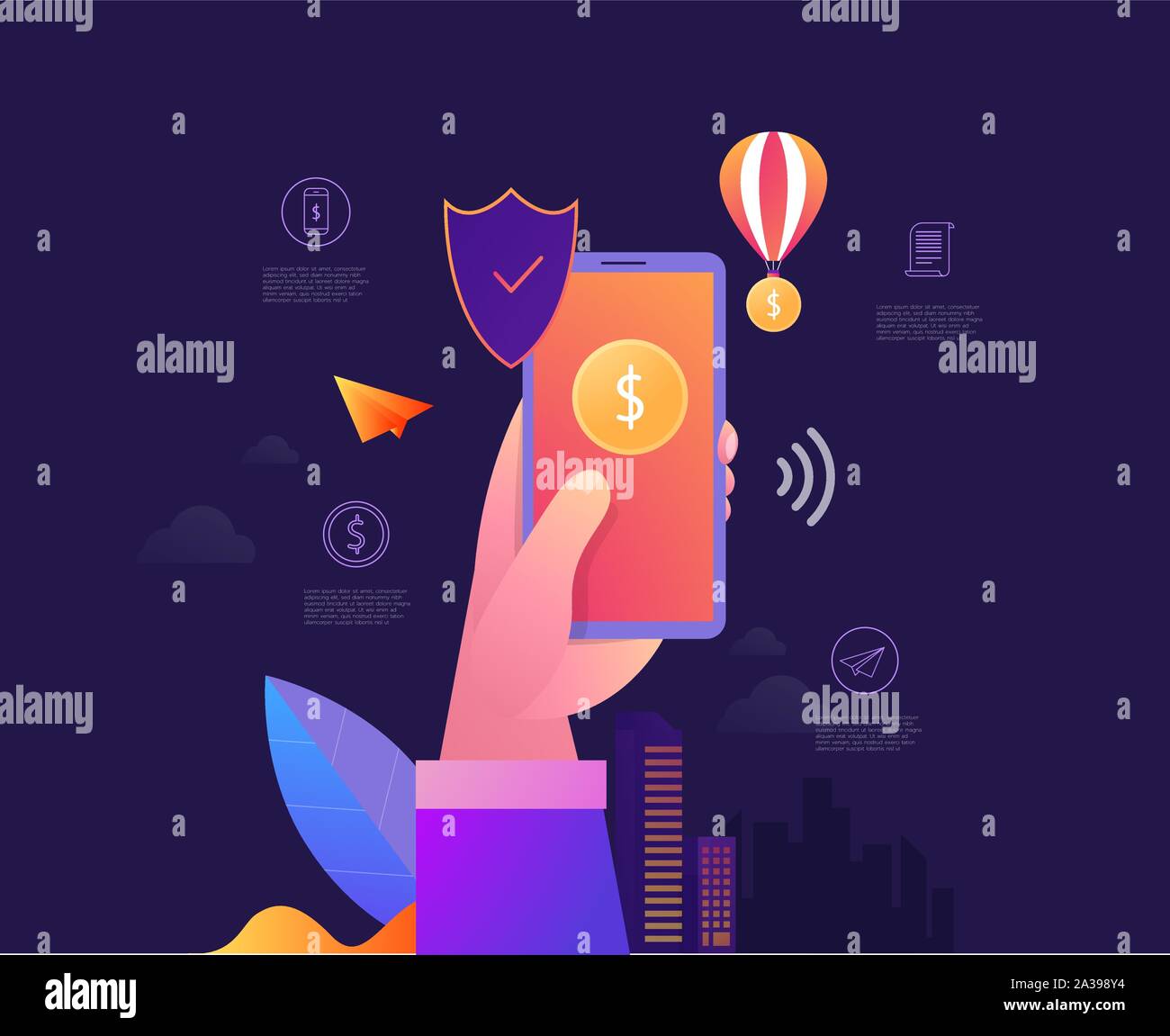 Mobile data security isometric vector illustration. Online payment ...