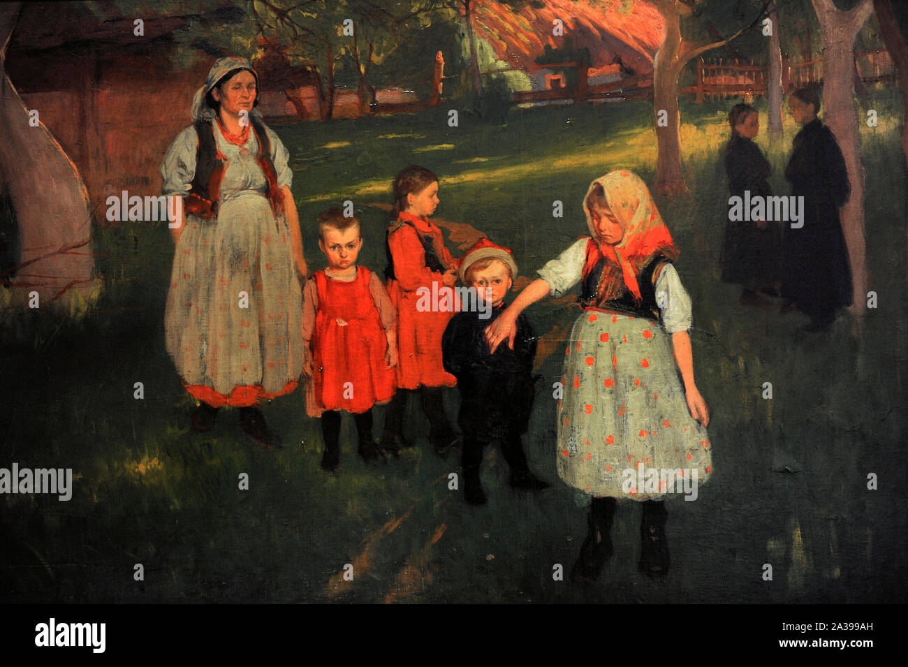 Wlodzimierz Tetmajer (1862-1923). The Offspring (Artist's family), 1905. Oil on canvas, 72 x 136 cm. Museum of Contemporary Art. Krakow, Poland. Stock Photo