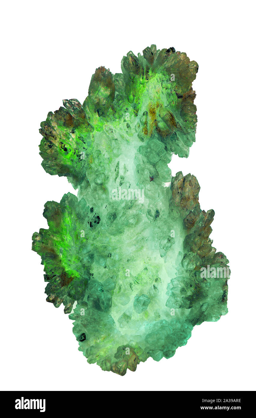 green crystal mineral on white Stock Photo