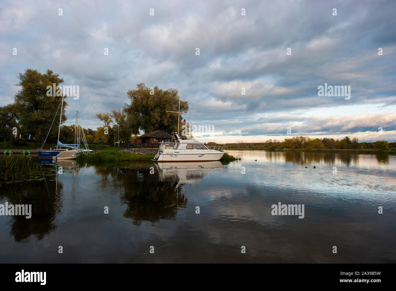 Early autumn landcape on the Narew river in central Poland, Stock Photo