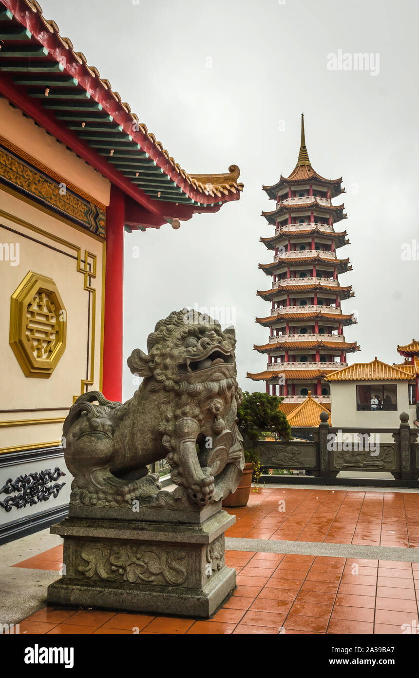 PAHANG, MALAYSIA - DECEMBER 18, 2018: Pagoda at Chin Swee Temple, Genting Highlands. It is a famous tourist attraction near Kuala Lumpur. Stock Photo