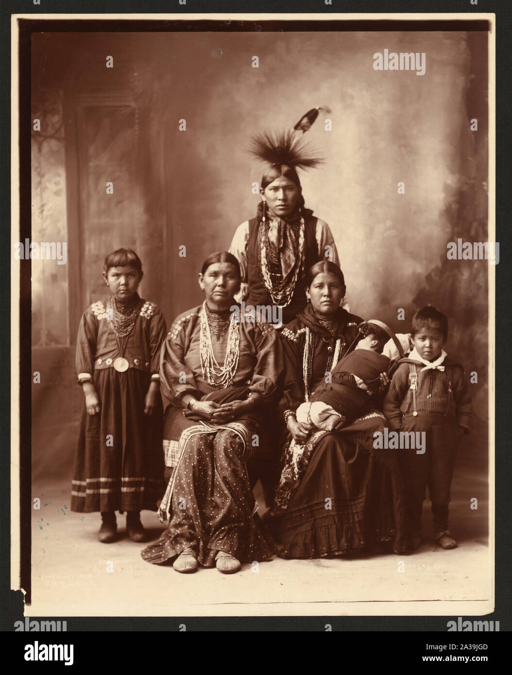 Sauk Indian family, full-length portrait] / F.A. Rinehart, Omaha Stock Photo