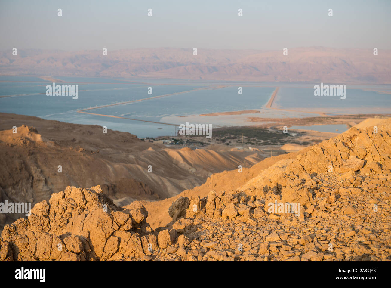 A view of the Dead Sea from mountains on the Israeli shore Stock Photo