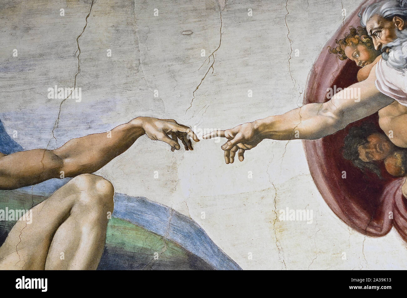 Rome Italy March 08 creation of Adam by Michelangelo Stock Photo