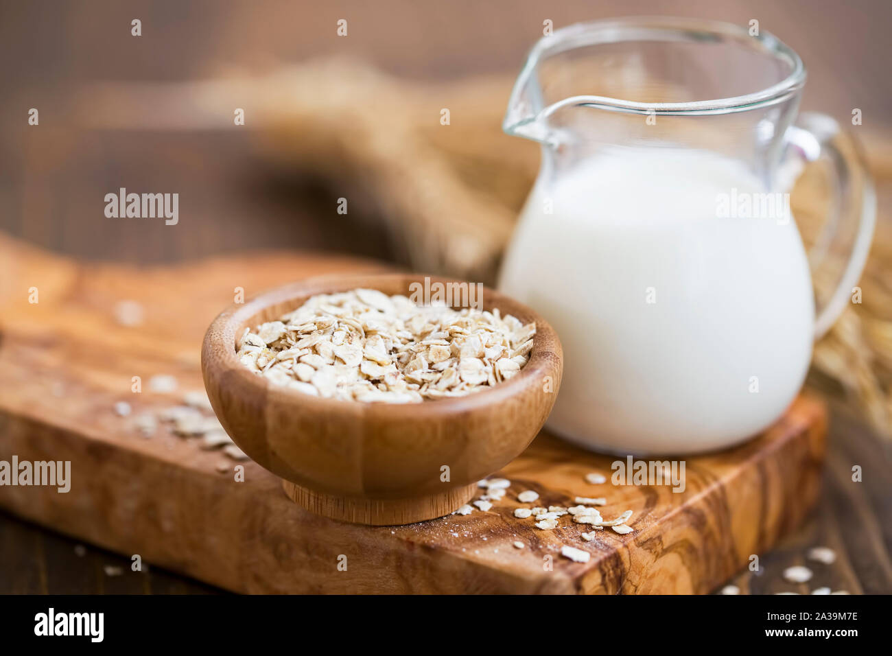 Oat milk, vegan alternative for diary milk, healthy vegetal milk with