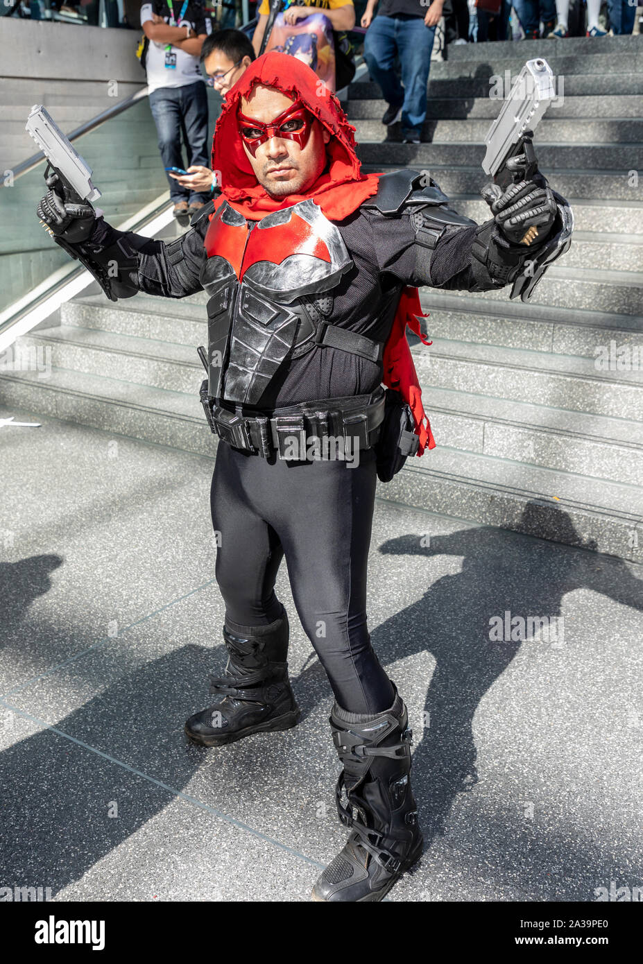 New York, NY, USA - October 4, 2019: Comic Con attendee poses in the costumes during Comic Con 2019 at The Jacob K. Javits Convention Center in New Yo Stock Photo