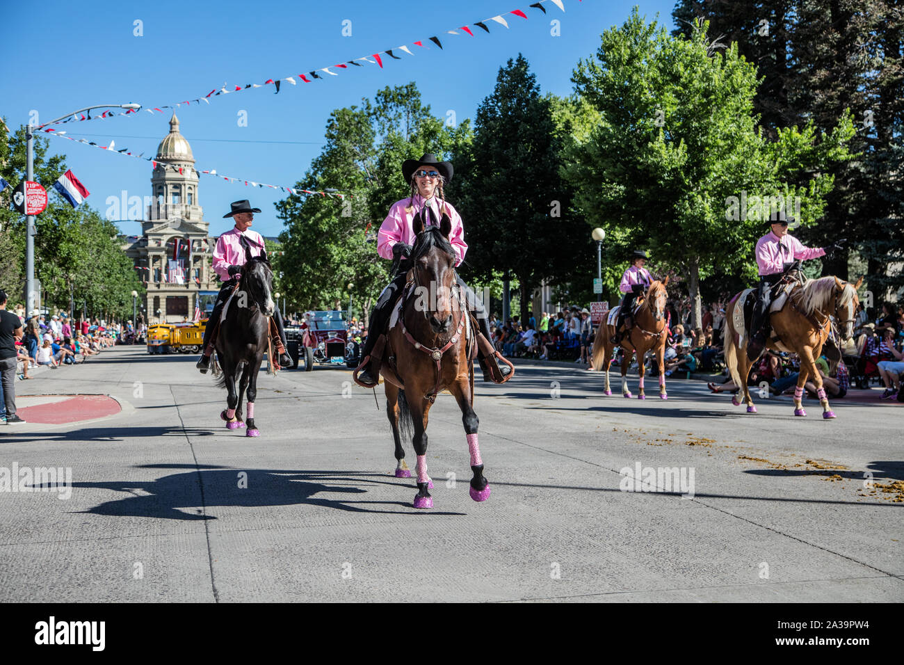 Scene from one of the almostdaily parades through downtown Cheyenne