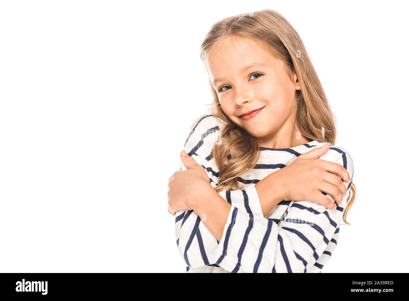 smiling kid in casual outfit isolated on white Stock Photo - Alamy