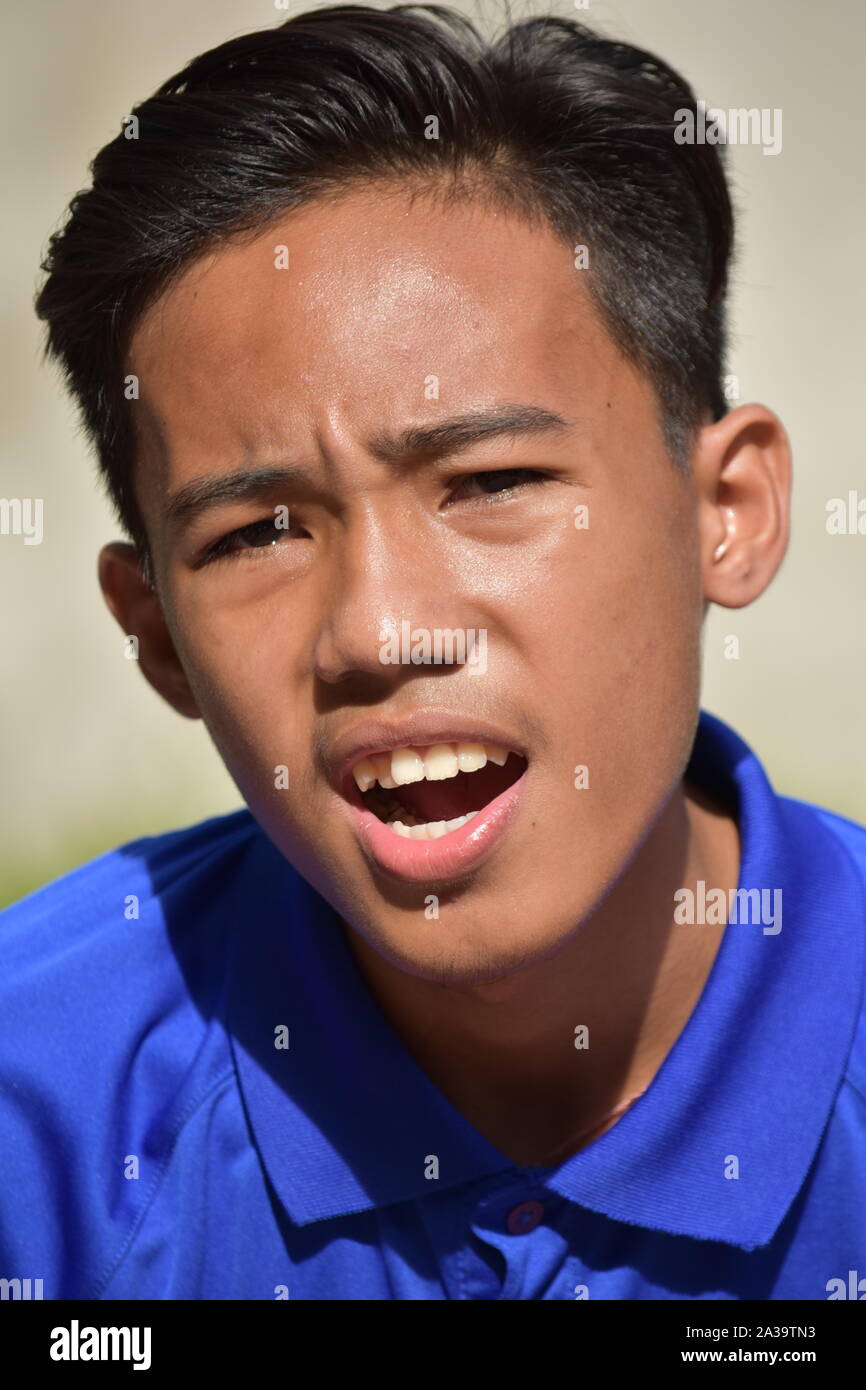 Youthful Minority Male Youngster And Anger Stock Photo