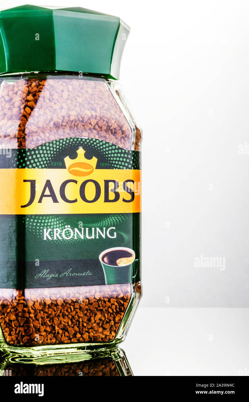 Jacobs Kronung coffee isolated on gradient background. Jacobs is coffee
