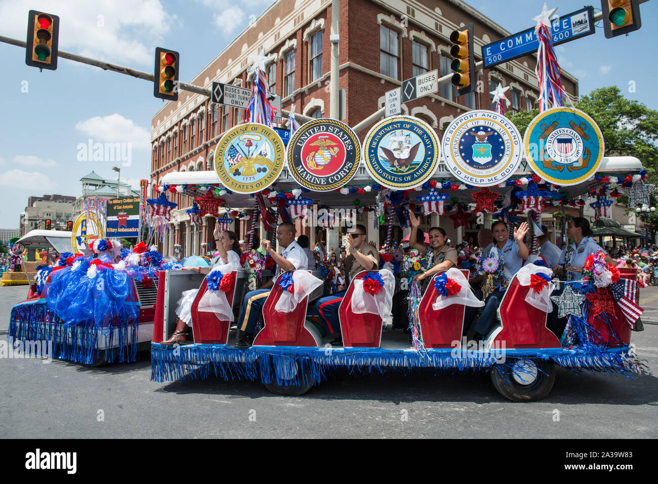 Scene from the Battle of Flowers parade, part of the monthlong Fiesta
