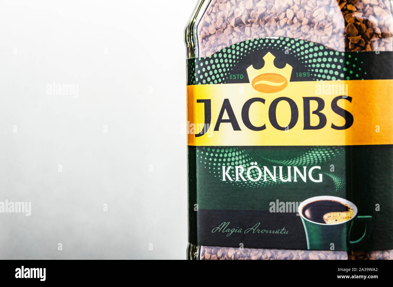 Jacobs Kronung coffee isolated on gradient background. Jacobs is coffee