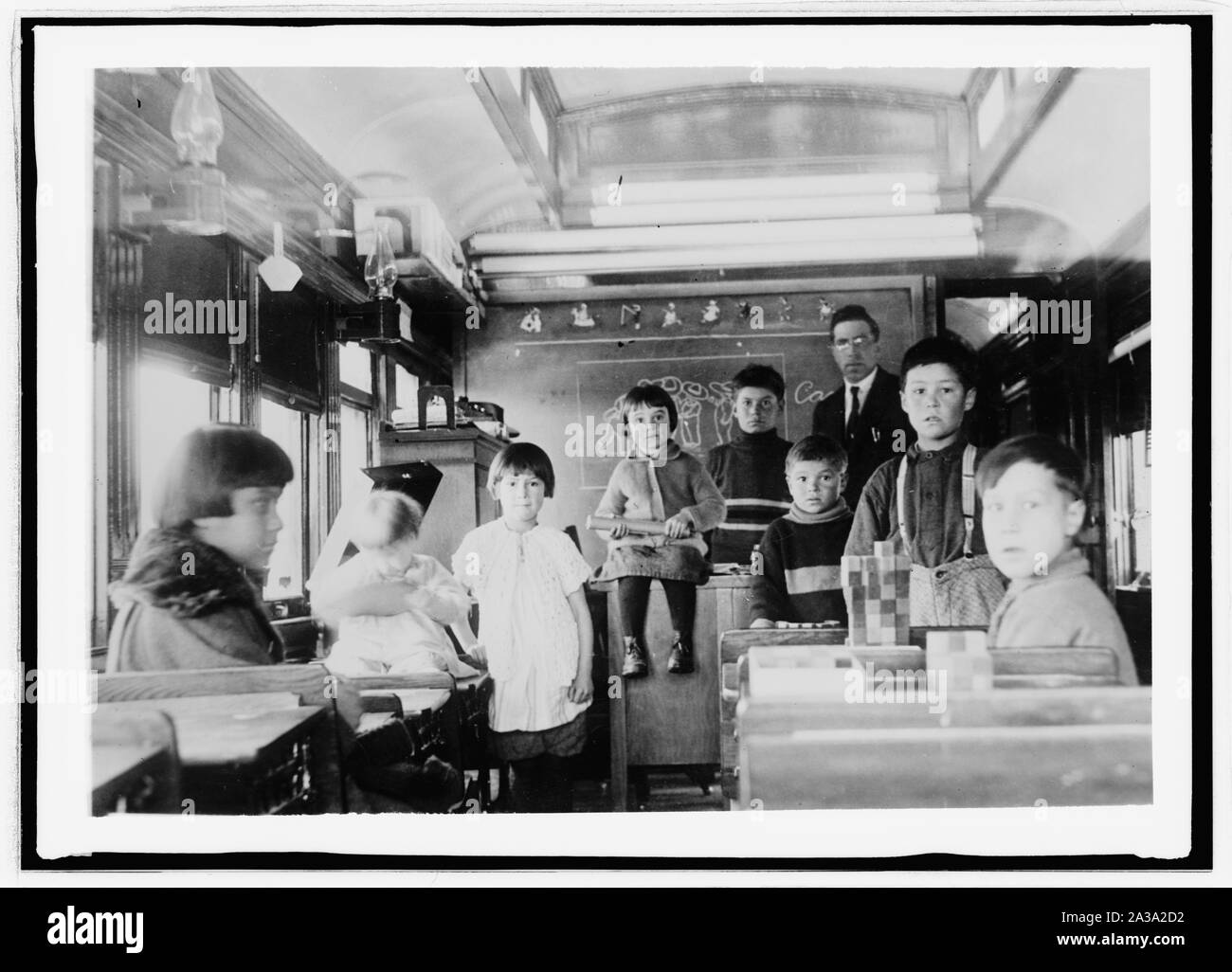 School on wheels interior view Stock Photo - Alamy