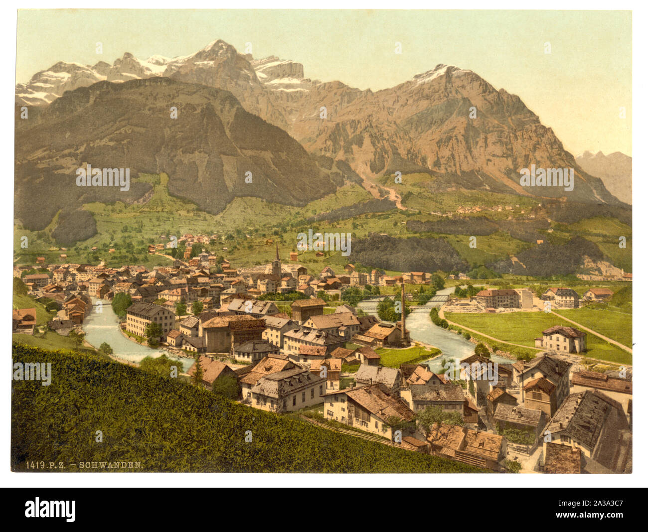 Schwanden, Glarus, Switzerland; Forms part of: Views of Switzerland in the Photochrom print collection.; Title devised by Library staff.; Print no. 1419.; Stock Photo