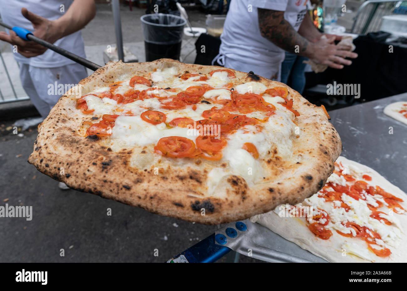 New York, NY October 6, 2019 Chefs of Sorbillo Pizzeria from New