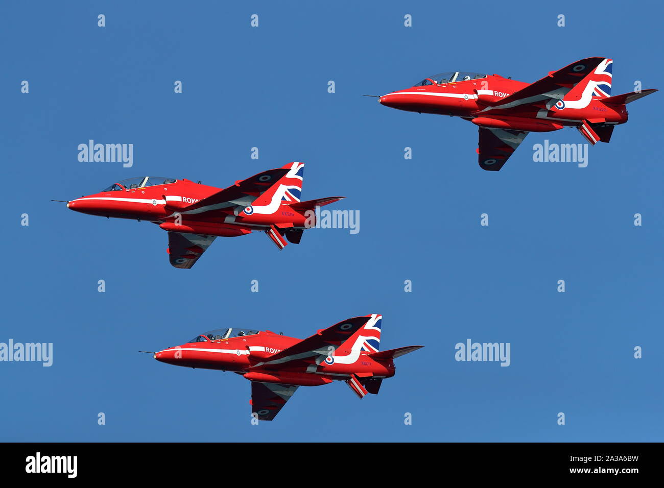 The Royal Air Force Aerobatic Team, The Red Arrows at the Great Pacific Airshow in Huntington Beach, California on October 4, 2019 Stock Photo