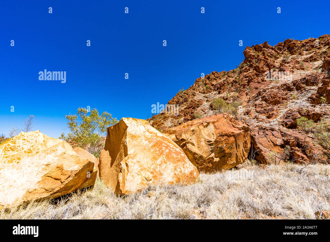 N'Dhala Gorge in the East MacDonnell Ranges in the Northern Territory, Australia. Stock Photo