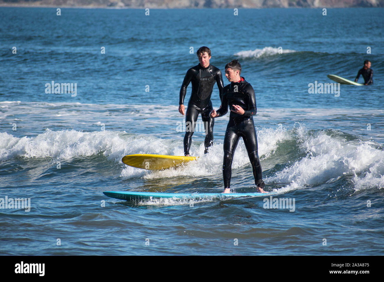People surf on the beaches outside of Bolinas, CA Stock Photo Alamy