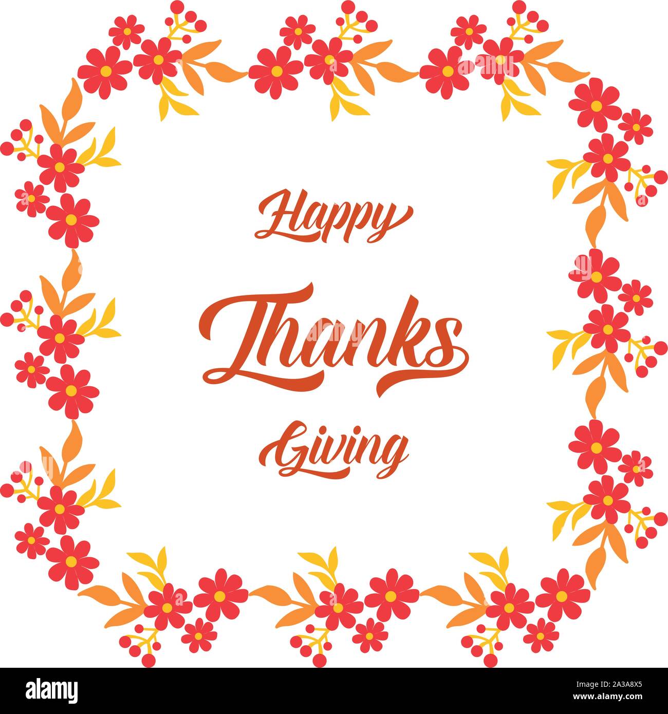 Card template of thanksgiving, with decorative of autumn leaves frame ...
