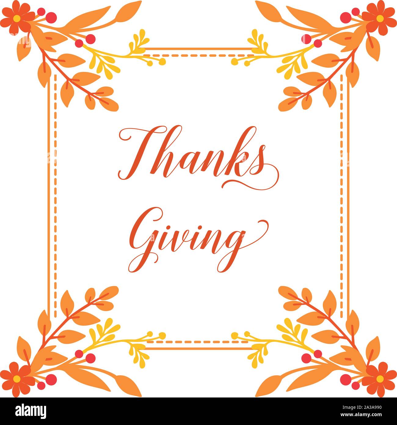 Card template of thanksgiving, with decorative of autumn leaves frame ...