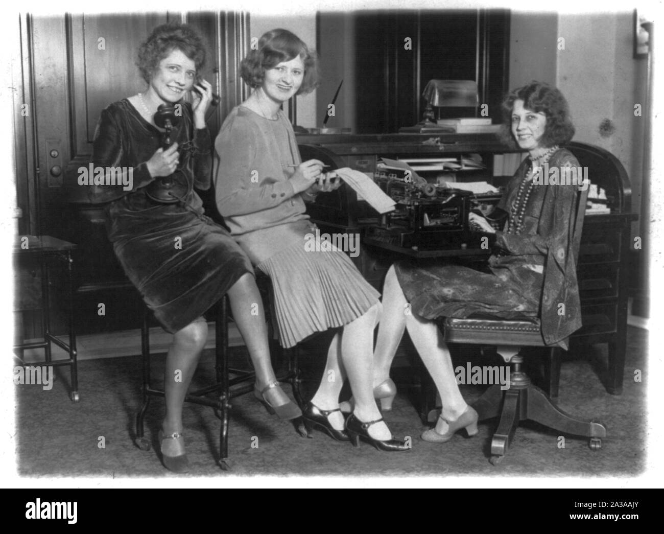 Secretarial staff of V.P. Charles Curtis at work - Lola Williams, Golden Bales, Florence Hasson Stock Photo