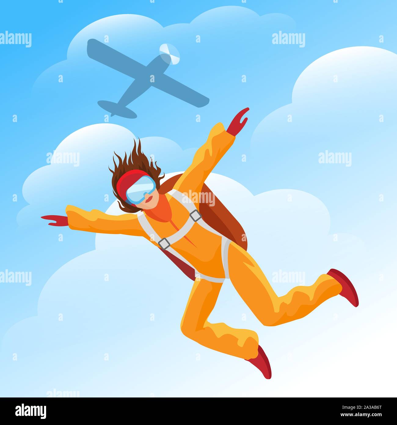 Woman parachutist jumper Stock Vector