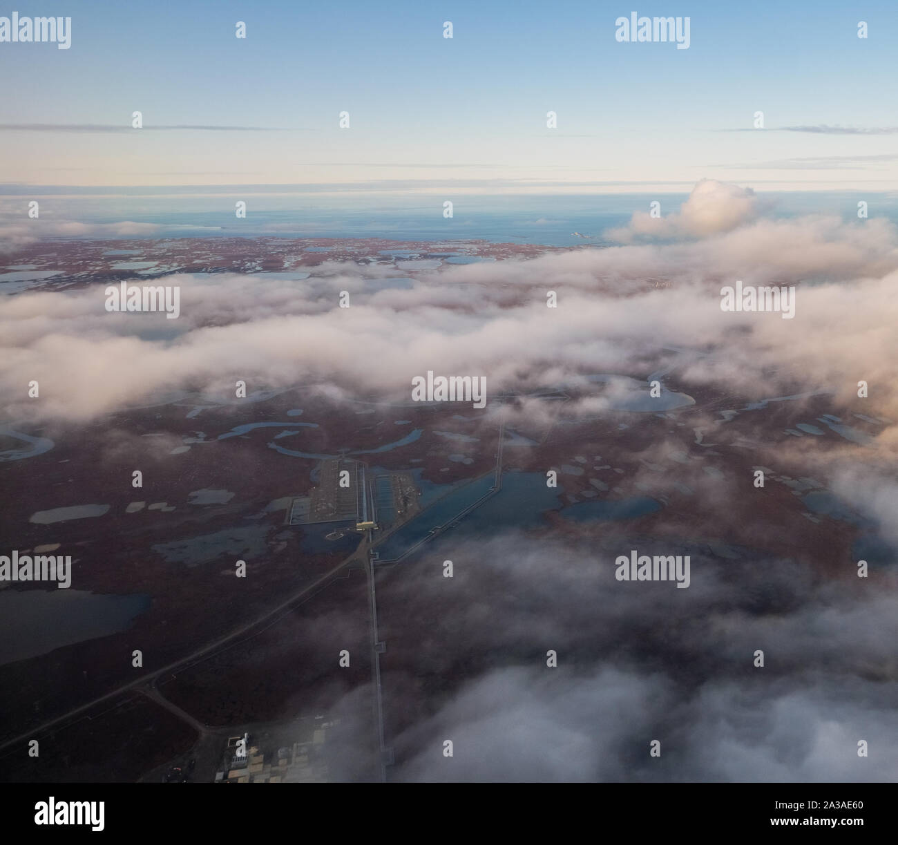 Prudhoe Bay Oil Fields, Deadhorse, Alaska. Arctic Ocean. Melting Tundra