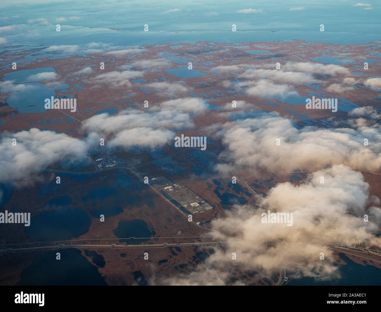 Prudhoe Bay Oil Fields, Deadhorse, Alaska. Arctic Ocean. Melting Tundra
